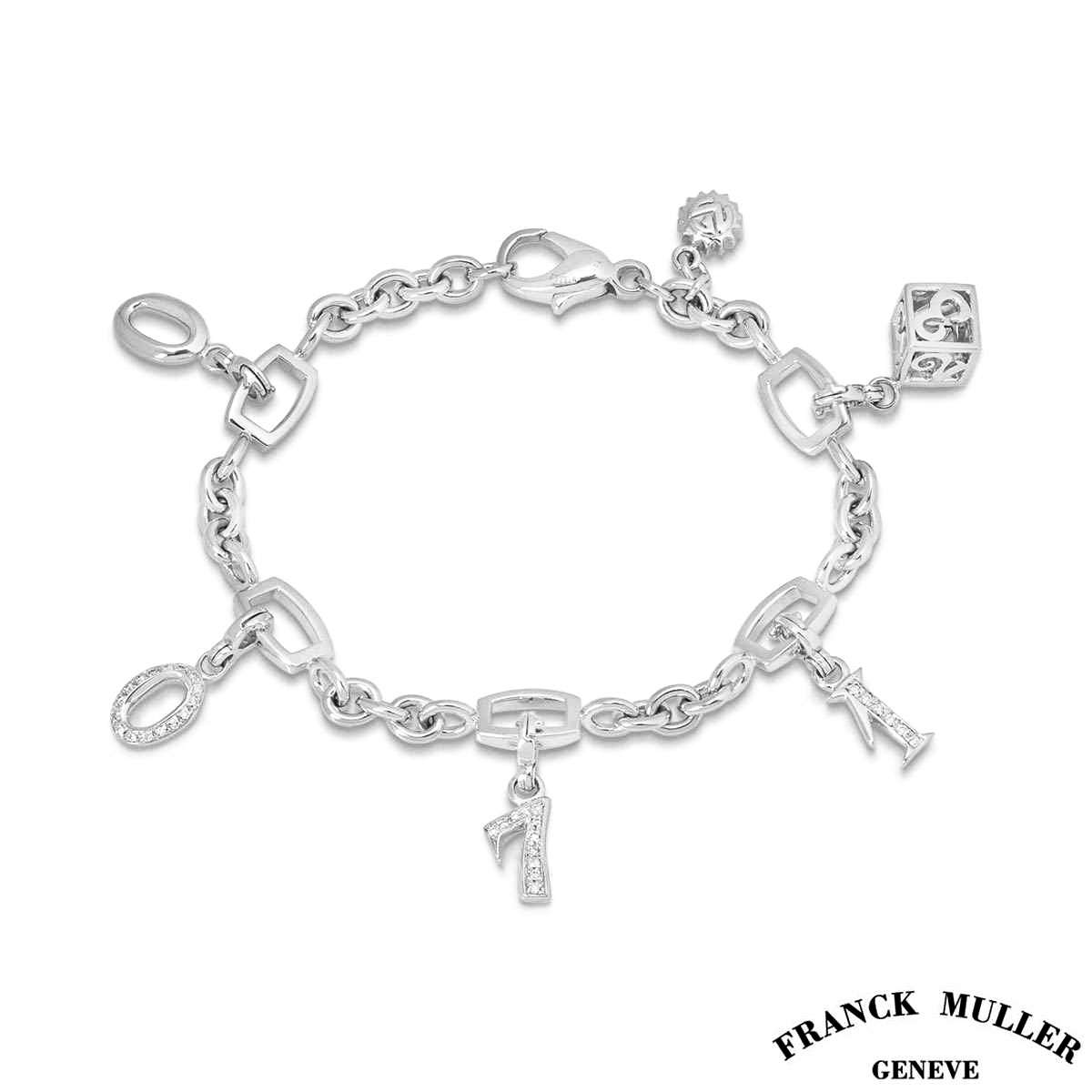 Franck Muller White Gold Diamond Talisman Charm Bracelet